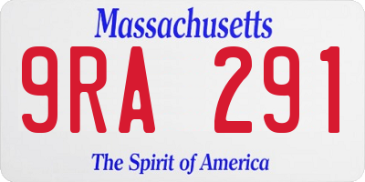 MA license plate 9RA291
