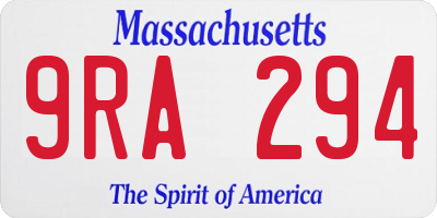 MA license plate 9RA294
