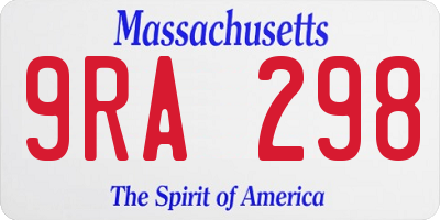 MA license plate 9RA298