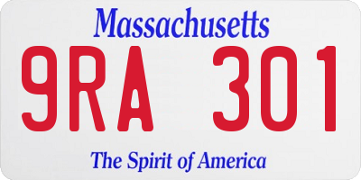 MA license plate 9RA301