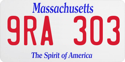 MA license plate 9RA303