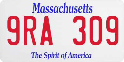 MA license plate 9RA309