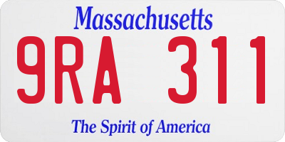 MA license plate 9RA311