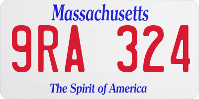 MA license plate 9RA324