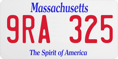 MA license plate 9RA325