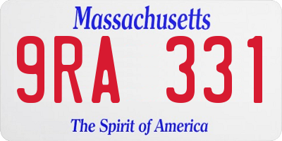 MA license plate 9RA331