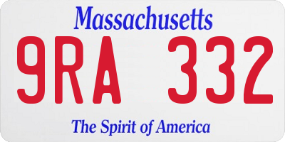 MA license plate 9RA332