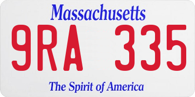 MA license plate 9RA335