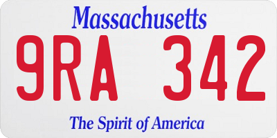 MA license plate 9RA342