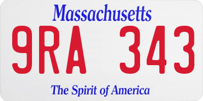 MA license plate 9RA343