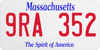 MA license plate 9RA352
