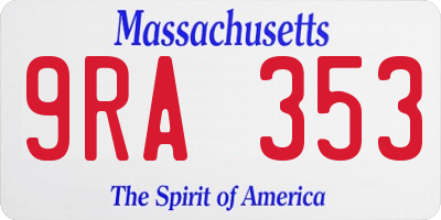 MA license plate 9RA353
