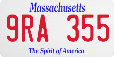 MA license plate 9RA355