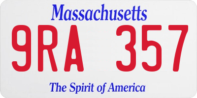 MA license plate 9RA357