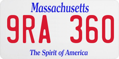MA license plate 9RA360