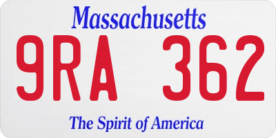 MA license plate 9RA362