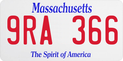 MA license plate 9RA366