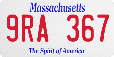 MA license plate 9RA367