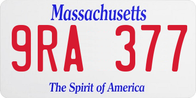 MA license plate 9RA377