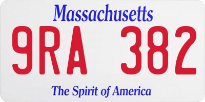 MA license plate 9RA382