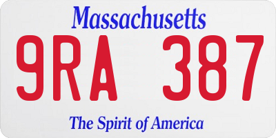 MA license plate 9RA387