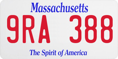 MA license plate 9RA388