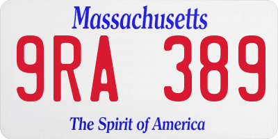 MA license plate 9RA389