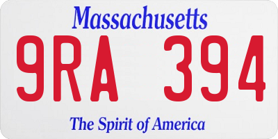 MA license plate 9RA394