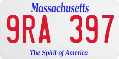 MA license plate 9RA397