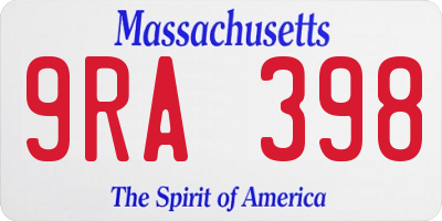 MA license plate 9RA398