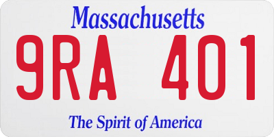 MA license plate 9RA401