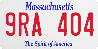 MA license plate 9RA404