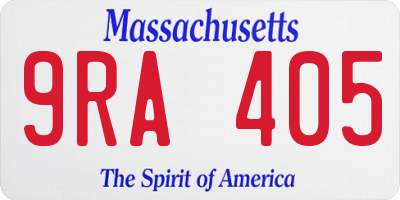 MA license plate 9RA405