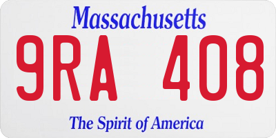 MA license plate 9RA408