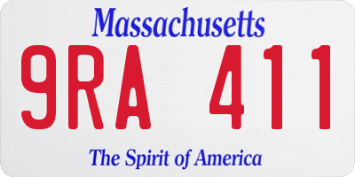 MA license plate 9RA411