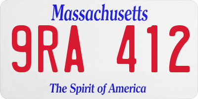 MA license plate 9RA412