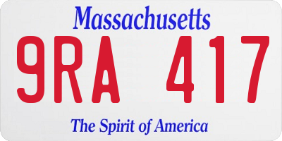 MA license plate 9RA417