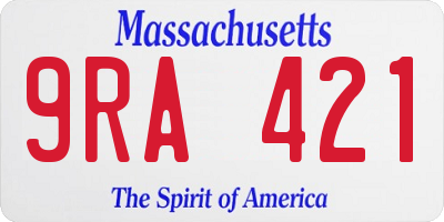 MA license plate 9RA421