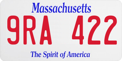 MA license plate 9RA422
