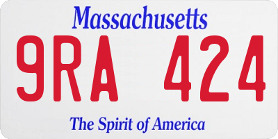 MA license plate 9RA424