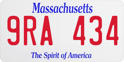 MA license plate 9RA434