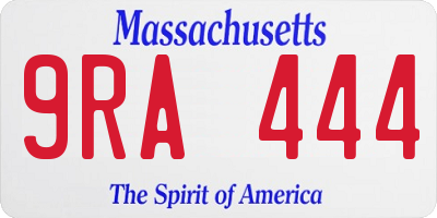 MA license plate 9RA444