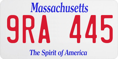 MA license plate 9RA445