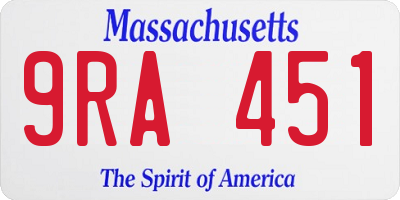 MA license plate 9RA451