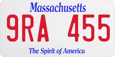 MA license plate 9RA455
