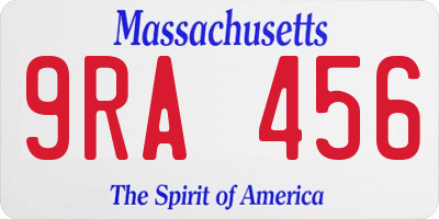 MA license plate 9RA456