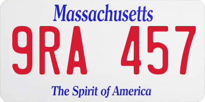 MA license plate 9RA457