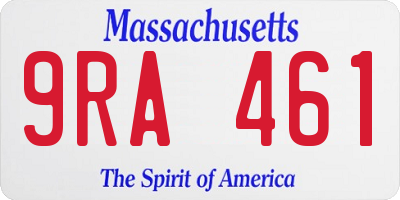 MA license plate 9RA461
