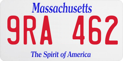MA license plate 9RA462