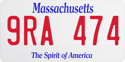 MA license plate 9RA474